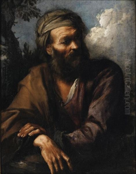 Circle Of Pier Francesco Mola ; Portrait Of A Man With Turban ; Oil On Canvas Oil Painting by Pier Francesco Mola