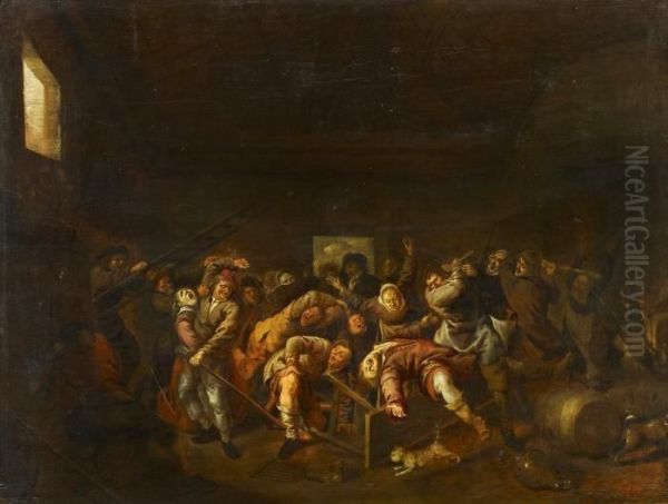 The Fight At The Inn Oil Painting by Jan Miense Molenaer