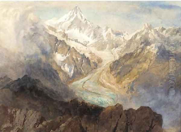 A scene in the Alps Oil Painting by Richard Henry Wright