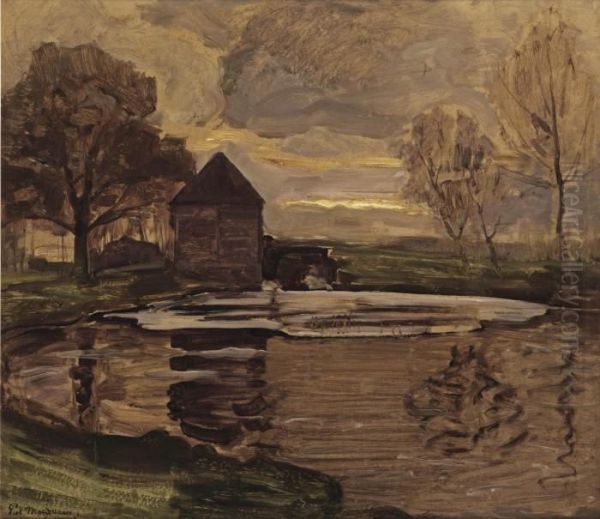 The Old Mill At Oele Oil Painting by Piet Mondrian