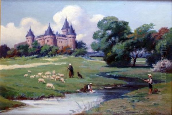 En Touraine Oil Painting by Jules Monge