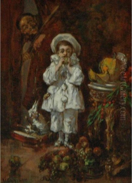 Pierrot Gourmand Oil Painting by Charles Monginot