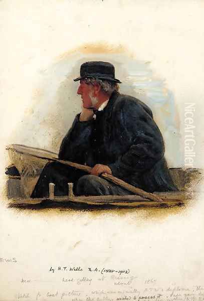 The head gillie at Airsaig Oil Painting by Henry Tanworth Wells