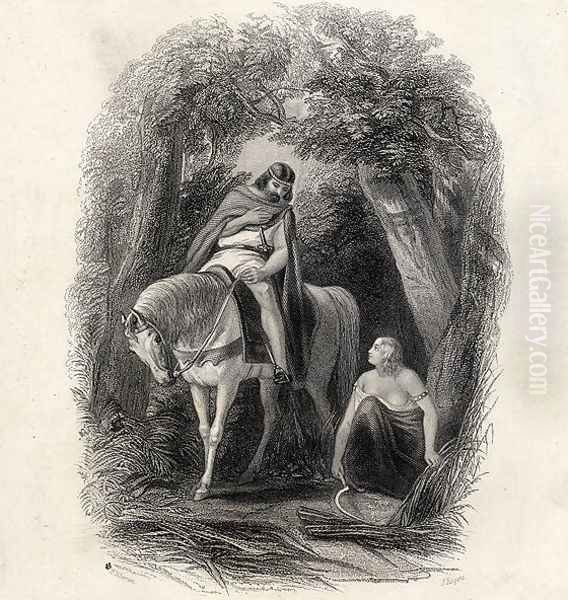 King Cormac (d.1138) and the Fair Eithne, engraved by J.Rogers, from The History of Ireland by T.Wright, 1855 Oil Painting by Henry Warren