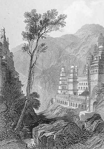 Jain Temples, Muktagerri, engraved by Finden, from World Religion, published by A. Fullarton & Co. Oil Painting by Henry Warren