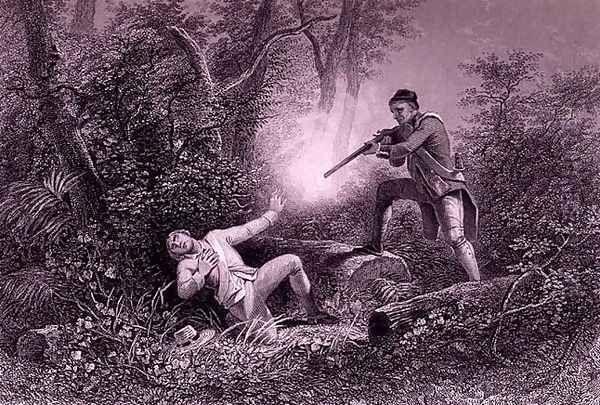 The Fratricide at Wyoming, 1778, from 'The History of the United States', Vol. I, by Charles Mackay, engraved by James Charles Armytage (c.1820-97) Oil Painting by Henry Warren