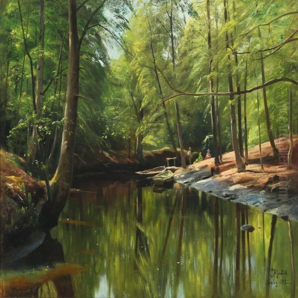 Summer Scenery From Saeby Stream Oil Painting by Peder Mork Monsted