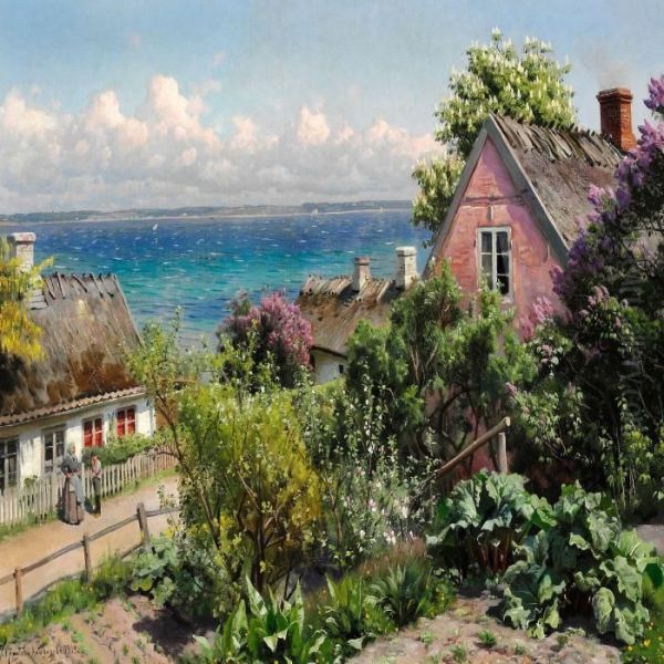 Summer Day In Aalsgaarde Oil Painting by Peder Mork Monsted