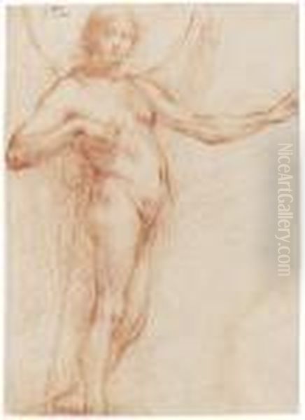 Study Of An Angel Holding A Staff Oil Painting by Francesco Montelaticci, Cecco Bravo