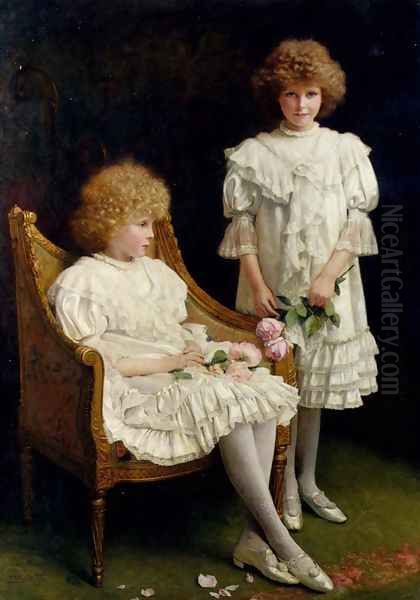 Portrait Of Iris And Vera Ford Oil Painting by Frank Percy Wild