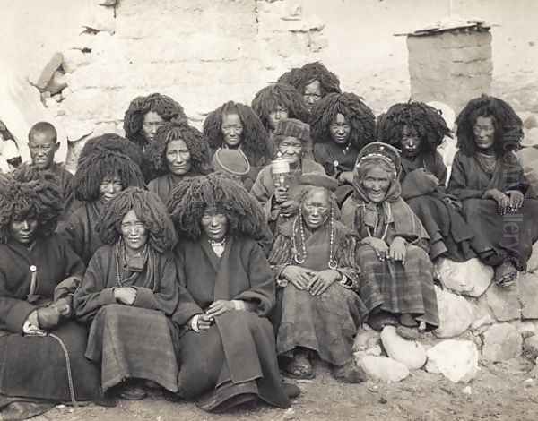 Group of nuns at the Taktsang monastery, Bhutan, 1904 Oil Painting by John Claude White