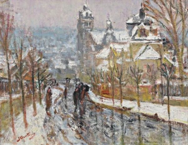 Paysage D'hiver Oil Painting by Pierre Eugene Montezin