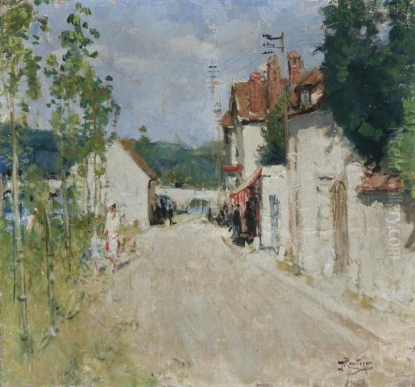 Rue De Village Oil Painting by Pierre Eugene Montezin