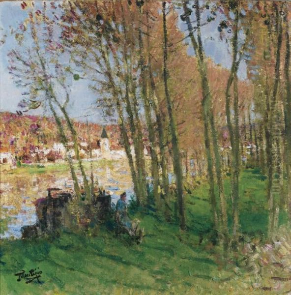 Bord De L'eau Oil Painting by Pierre Eugene Montezin