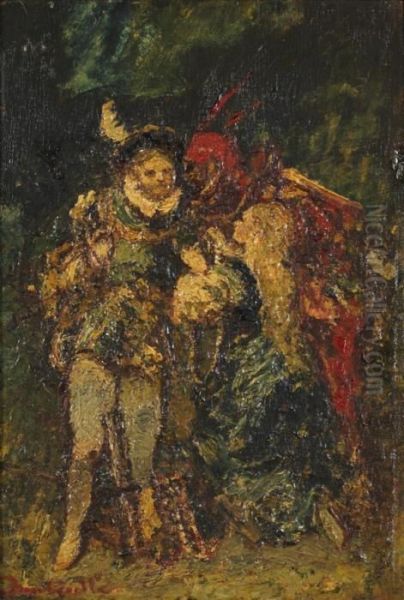 Deux Figures Oil Painting by Adolphe Joseph Th. Monticelli