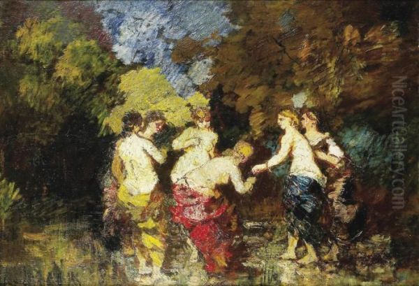 Six Baigneuses Oil Painting by Adolphe Joseph Th. Monticelli