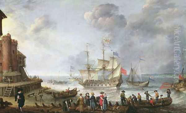 Ships Arriving in a Port Oil Painting by Adam Willaerts