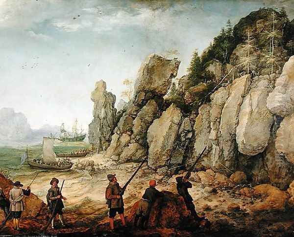 Detail of Wild goat hunting on the coast, 1620 Oil Painting by Adam Willaerts