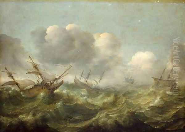 Stormy Sea Oil Painting by Adam Willaerts