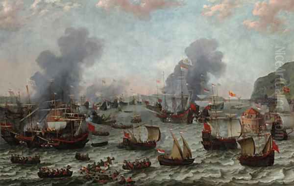 The Battle of Gibraltar, 25 April 1607 Oil Painting by Adam Willaerts