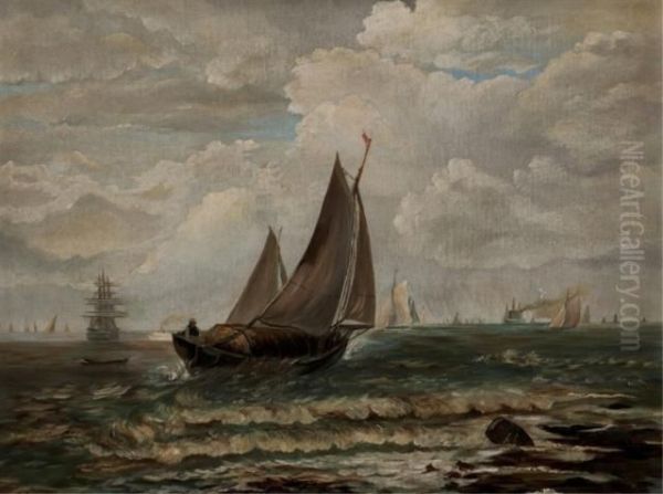 Nautical Scene With Boat Oil Painting by Edward Percy Moran