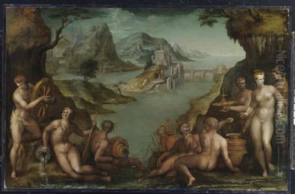 Water Deities Oil Painting by Francesco Morandini da Poppi