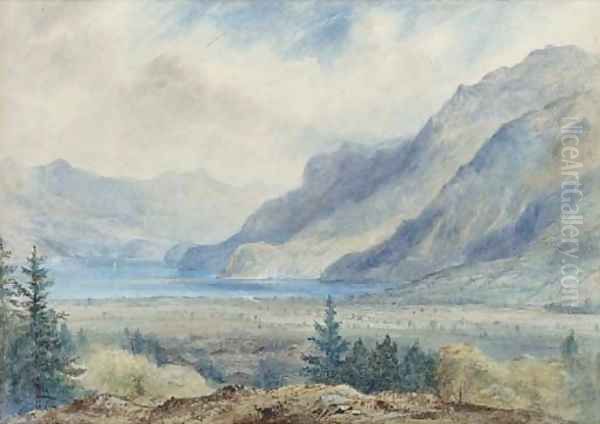 A mountainous lake landscape Oil Painting by Elijah Walton