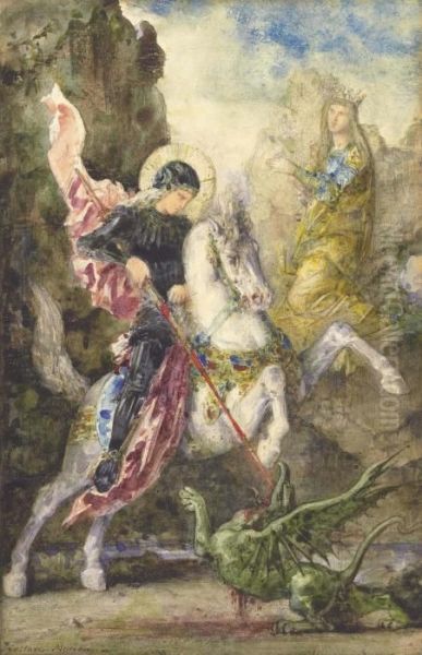 St. George And The Dragon Oil Painting by Gustave Moreau