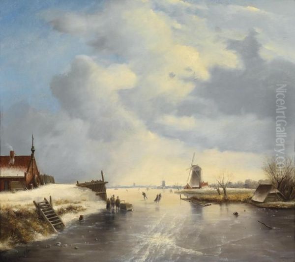 Winter Pleasures Oil Painting by Jan Evert Morel