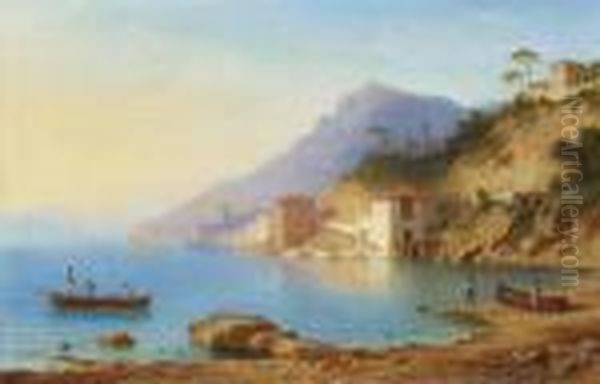 Vue De La Cote Amalfitaine Oil Painting by Carl Morgenstern