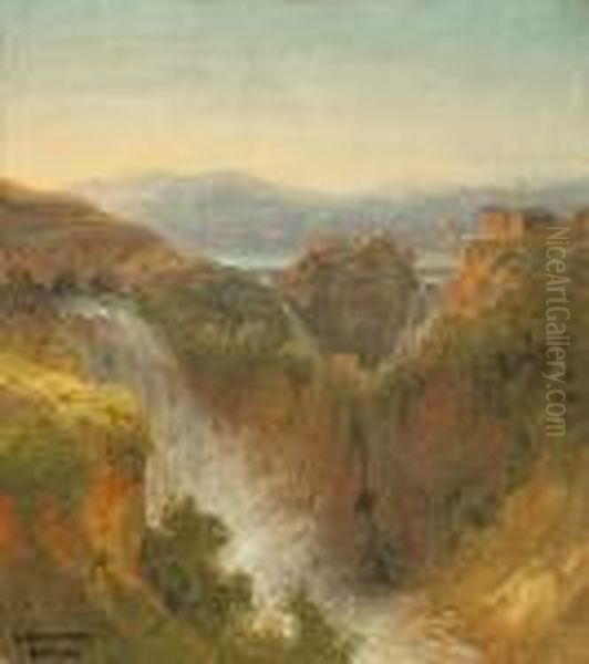 Die Wasserfalle Von Tivoli Oil Painting by Carl Morgenstern