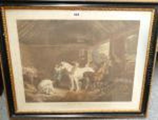 The Country Butcher; The Farmers Stable Oil Painting by George Morland