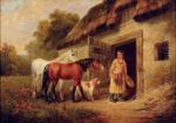 Jeune Enfant Et Les Chevaux Oil Painting by George Morland