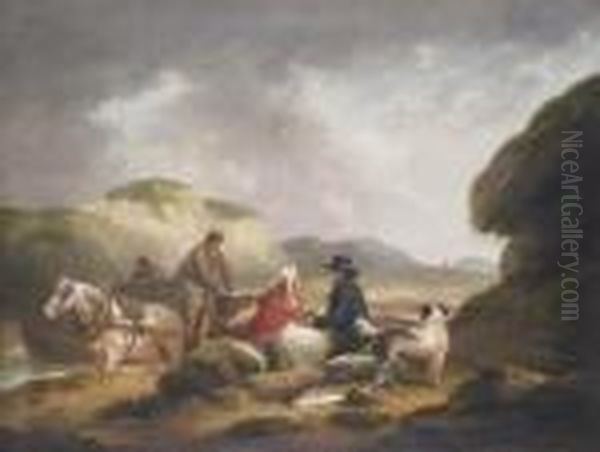 The Travelling Fishmonger Oil Painting by George Morland