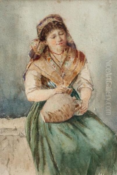 Campesina Con Cantaro Oil Painting by Gaetano Mormile