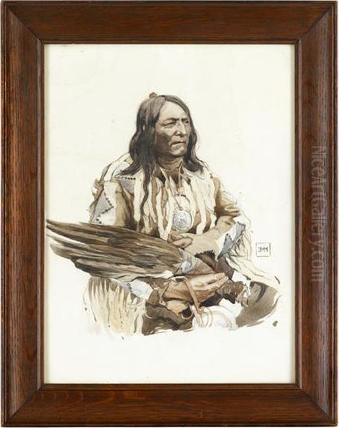 Two Portraits Of Native American Leaders Oil Painting by Edmund G. Montague Morris