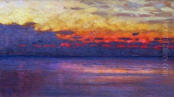 Sunset Oil Painting by William Bright Morris