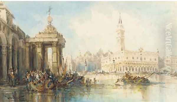 The Doge's Palace from the Dogana Oil Painting by Frank Wasley