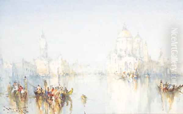 Gondolas on the Grand Canal, Venice Oil Painting by Frank Wasley