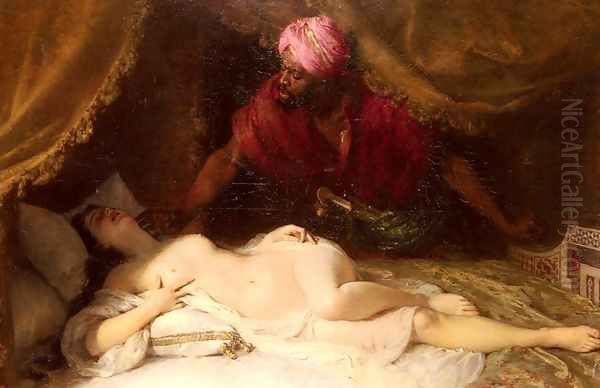 Othello And Desdemona Oil Painting by Adolphe Weisz