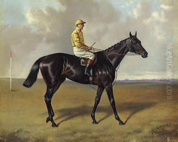 Cheers with jockey up, on a racecourse Oil Painting by Alfred Wheeler