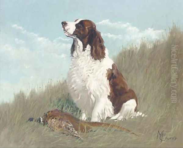 A gundog with a partridge Oil Painting by Alfred Wheeler