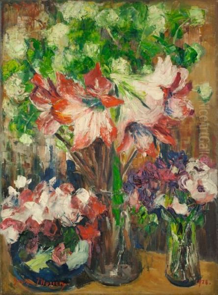 Stilleben Mit Amaryllis Oil Painting by Georges Mosson