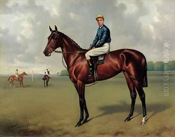 St. Amant with jockey up, on a racecourse Oil Painting by Alfred Wheeler