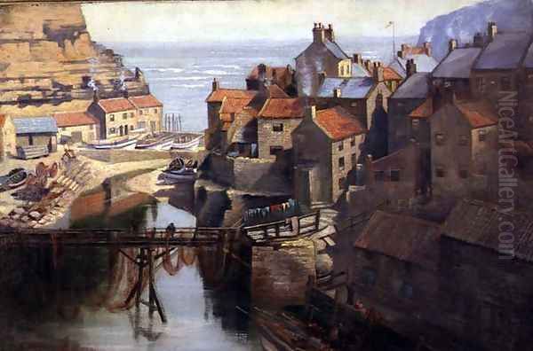 Staithes Village, North Yorkshire Oil Painting by James Watson