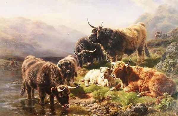 Highland Cattle Oil Painting by William Watson