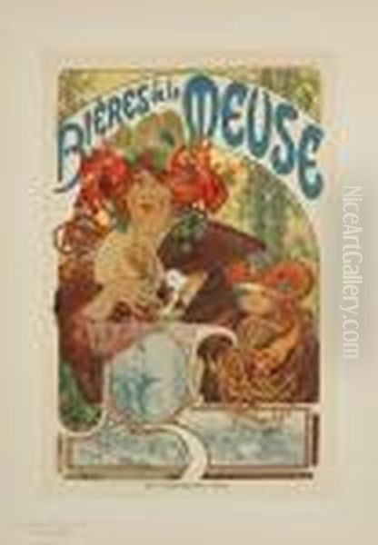 La Meuse Oil Painting by Alphonse Maria Mucha