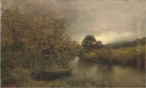 A tranquil river in summer Oil Painting by James Lawton Wingate