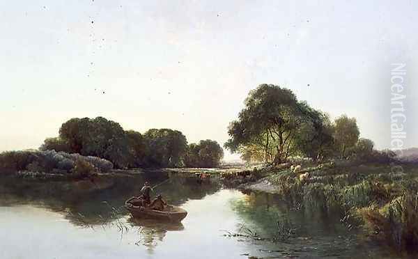 A Wooded River Landscape, 1855 Oil Painting by Edward Charles Williams