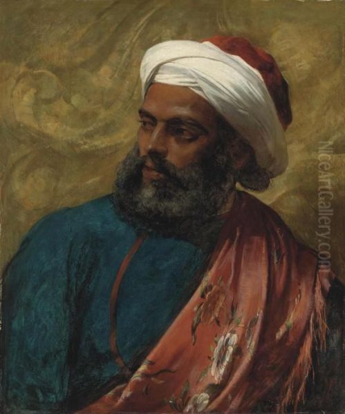 Muller Portrait Of An Arab Oil Painting by William James Muller